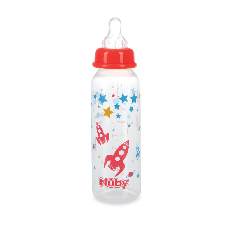 Botella Redonda Transparente 240Ml Con Tetina De Silicona Cohete - Toysmart_003