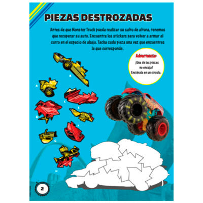 Libro Didáctico Actividades Con Stickers Wheels Monster Truck - Toysmart_003