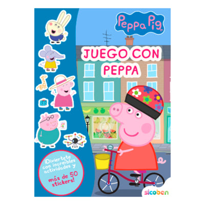 Libro Didáctico Para Colorear Con Stickers Juega Con Peppa Pig En Bici - Toysmart_001