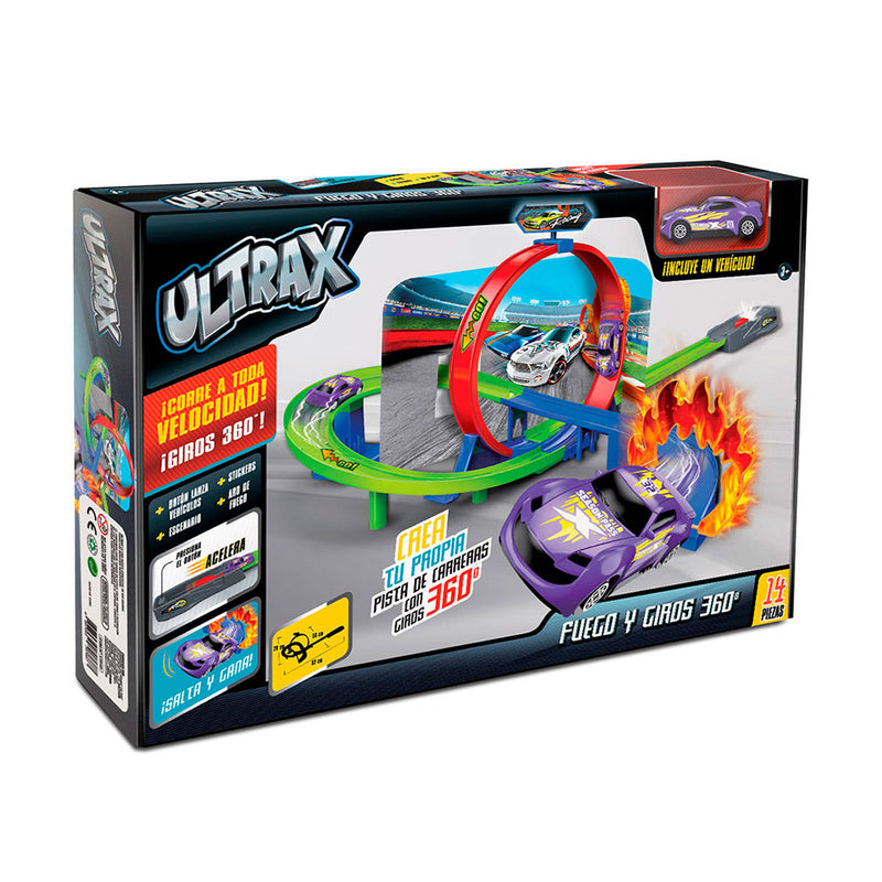 Ultrax: Pista Con Lanzador Aro De Fuego Vehículo De Rueda Libre - Toysmart_001