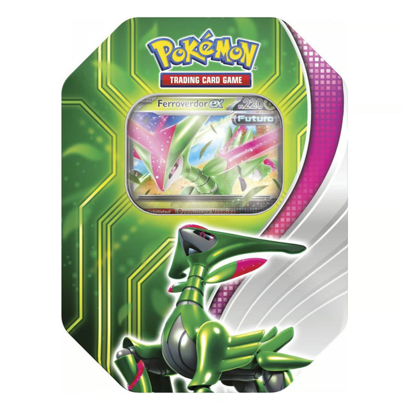 Pokemon Tcg Paradox Clash Tin Iron Leaves Ex (Español) Surtido Sorpresa X5 Sobres