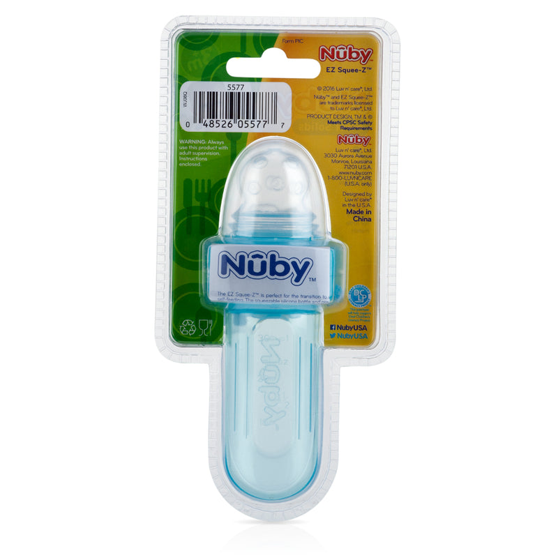 Nuby: Mini Comedero Exprimidor Azul Con Tapa Higiénica_002