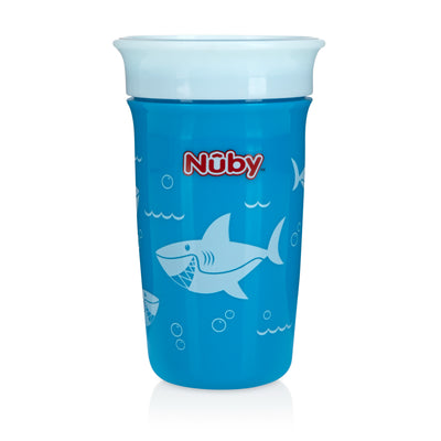 Nuby: Vaso Estampado Tiburon Sólido De 10 Oz En Plástico Retráctil_001
