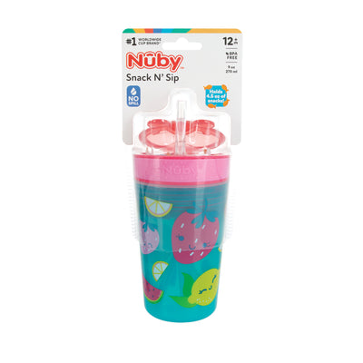 Nuby: Vaso De Plástico Para Aperitivos Y Bebidas 2 En 1-270Ml Frutas_001