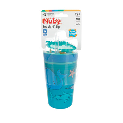 Nuby: Vaso De Plástico Para Aperitivos Y Bebidas 2 En 1-270Ml Marino_001