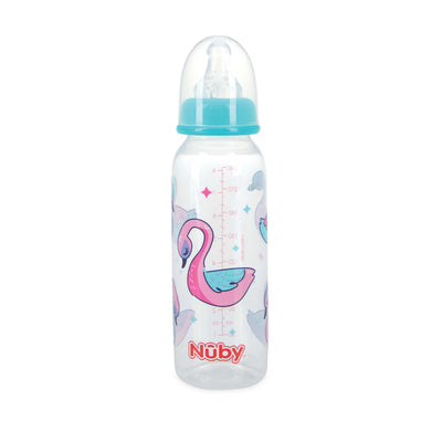 Nuby: Botella Redonda Transparente 240Ml Con Tetina De Silicona Cisne_001