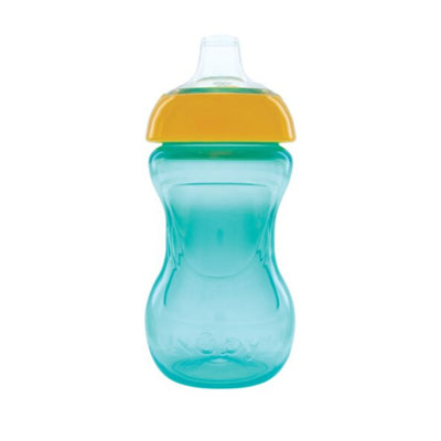 Nuby: Vaso De Iniciación Con Válvula De Silicona 6/Oz Verde Tapa Amarilla_001