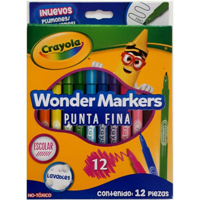 Marcadores Wonder Markers De Punta Fina x12 Piezas Crayola_002