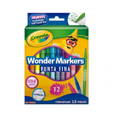 Marcadores Wonder Markers De Punta Fina x12 Piezas Crayola_001