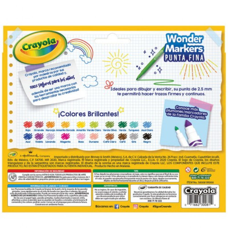 Marcadores Wonder Markers De Punta Fina x20 Piezas Crayola_002