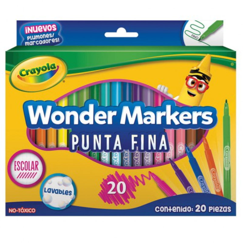 Marcadores Wonder Markers De Punta Fina x20 Piezas Crayola_001