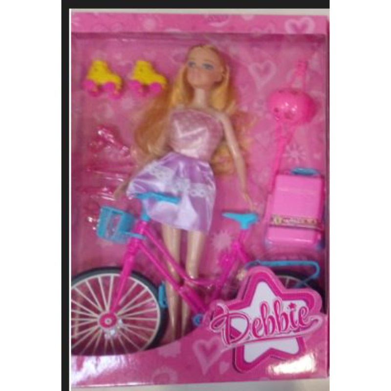 Debbie Muñeca Bicicleta Con Accesorios-Morado