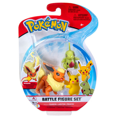 Pokémon Set Figuras De Batalla X3 Flareon + Larvitar + Pikachu_001