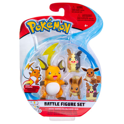 Pokémon Set Figuras De Batalla X3 Raichu + Morpeko (Full Belly Mode) + Eevee_001