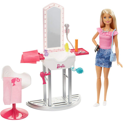 Barbie Muñeca Rubia Y Muebles Salon De Belleza