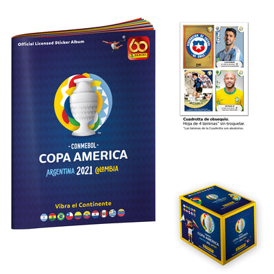 Álbum Oficial Y Cuadrotta Obsequio + Caja X 50 Sobres Conmebol Copa América 2021 Panini